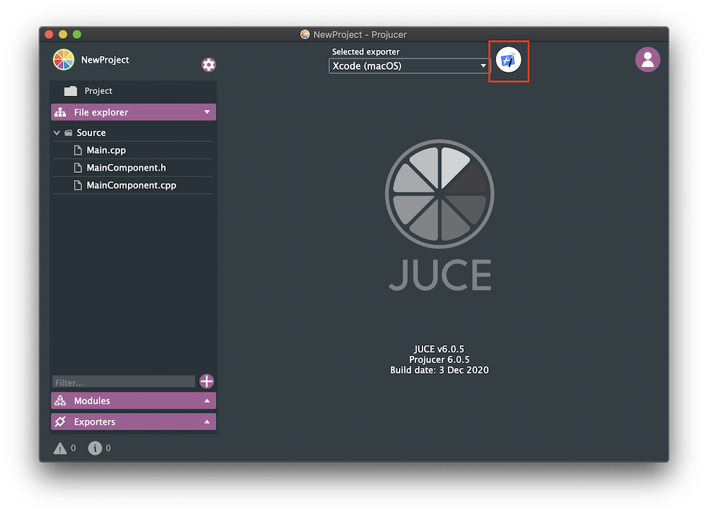Export in IDE screenshot