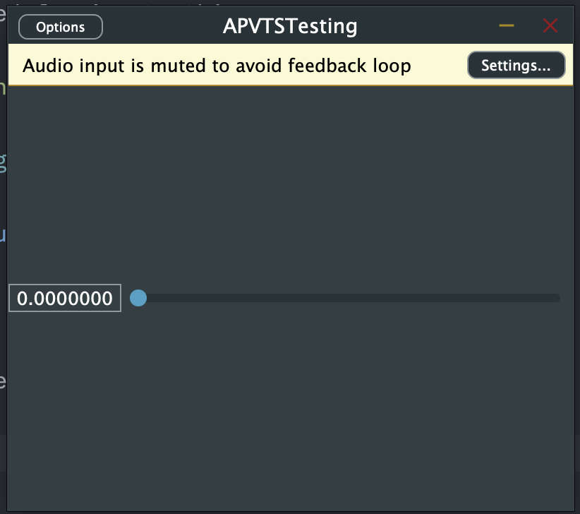 screenshot of the window with a slider in it